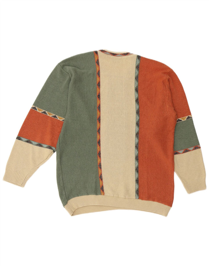 BERTO LUCCI Ανδρικό πουλόβερ με λαιμόκοψη μεγάλο, πολύχρωμο γεωμετρικό