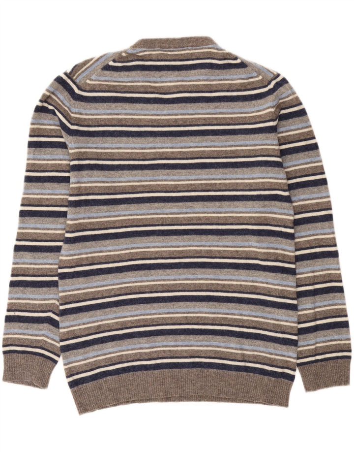 Crew Clothing Ανδρικό πουλόβερ με λαιμόκοψη με λαιμόκοψη με μεσαίο γκρι ριγέ μαλλί