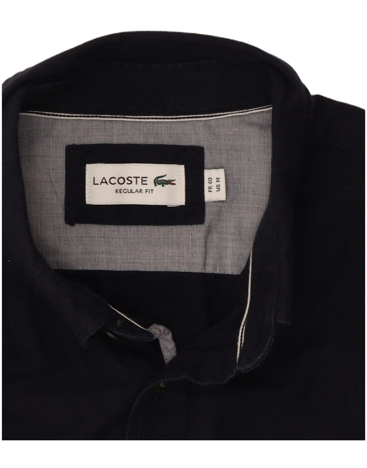 Ανδρικό πουκάμισο Lacoste με κοντό μανίκι, κανονική εφαρμογή, μεσαίο μπλε βαμβακερό