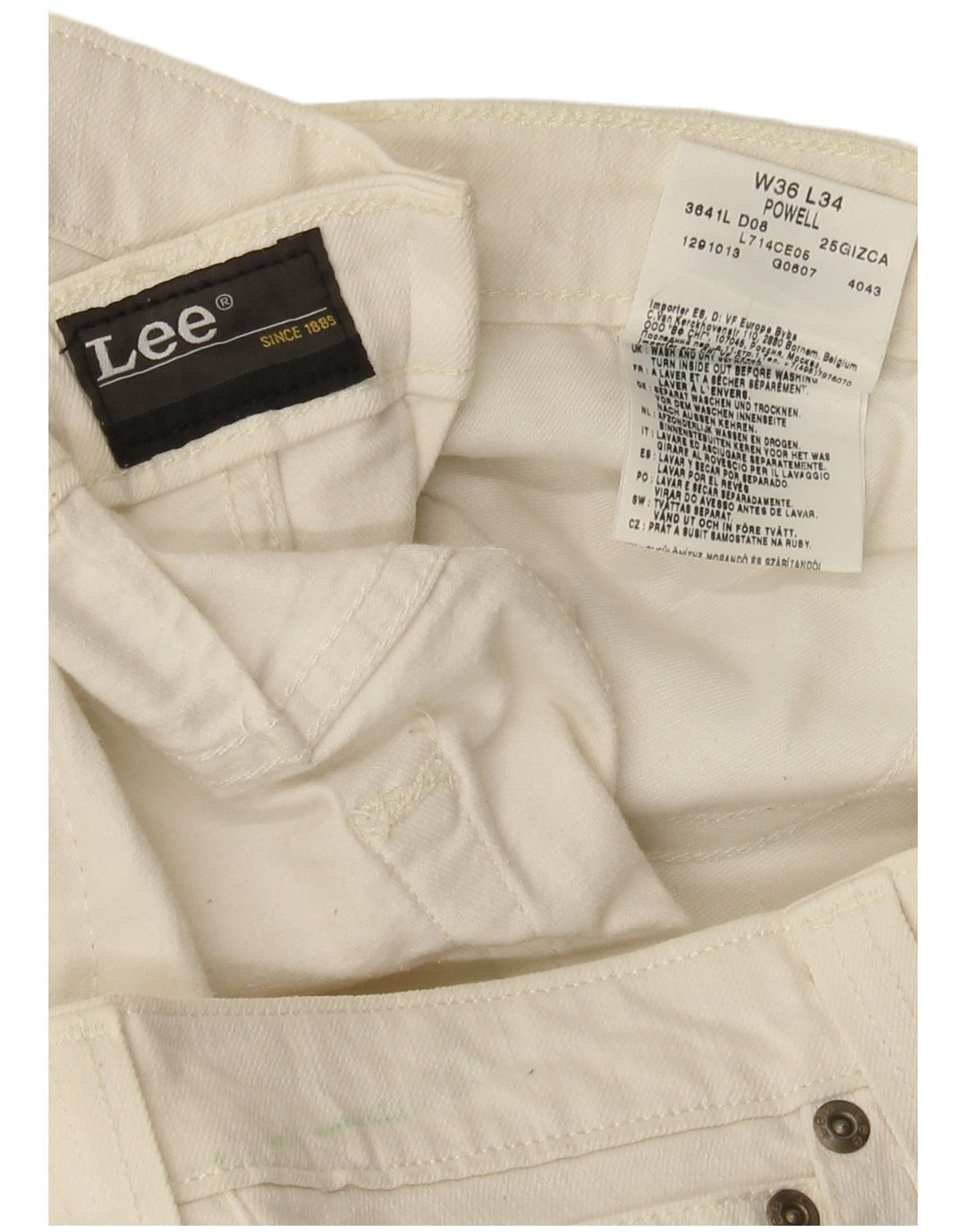 Lee Womens Powell Jeans W36 L33 Λευκό βαμβακερό