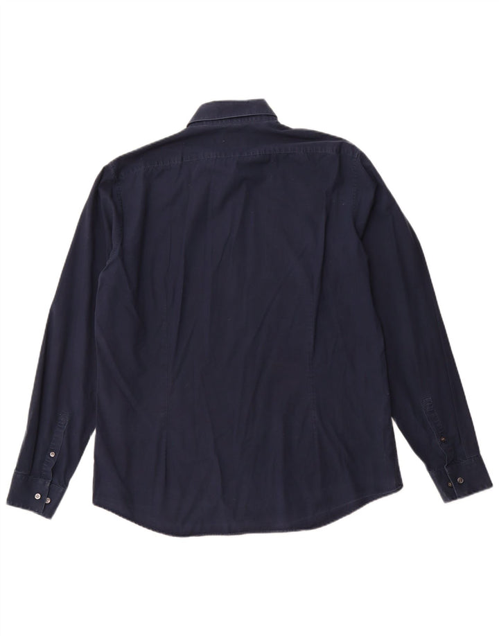 CALVIN KLEIN Ανδρικό πουκάμισο Slim Fit Μέγεθος 16 1/2 Large Navy Blue από βαμβάκι