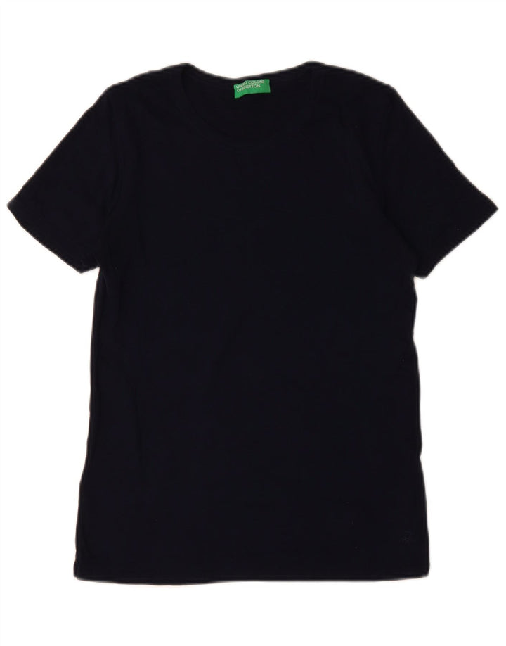BENETTON Γυναικείο T-Shirt Top UK 12 Medium Navy Blue Cotton