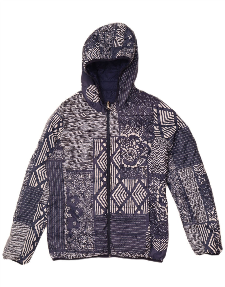 Champion γυναικείο μπουφάν με κουκούλα IT 46 Large Navy Blue Patchwork