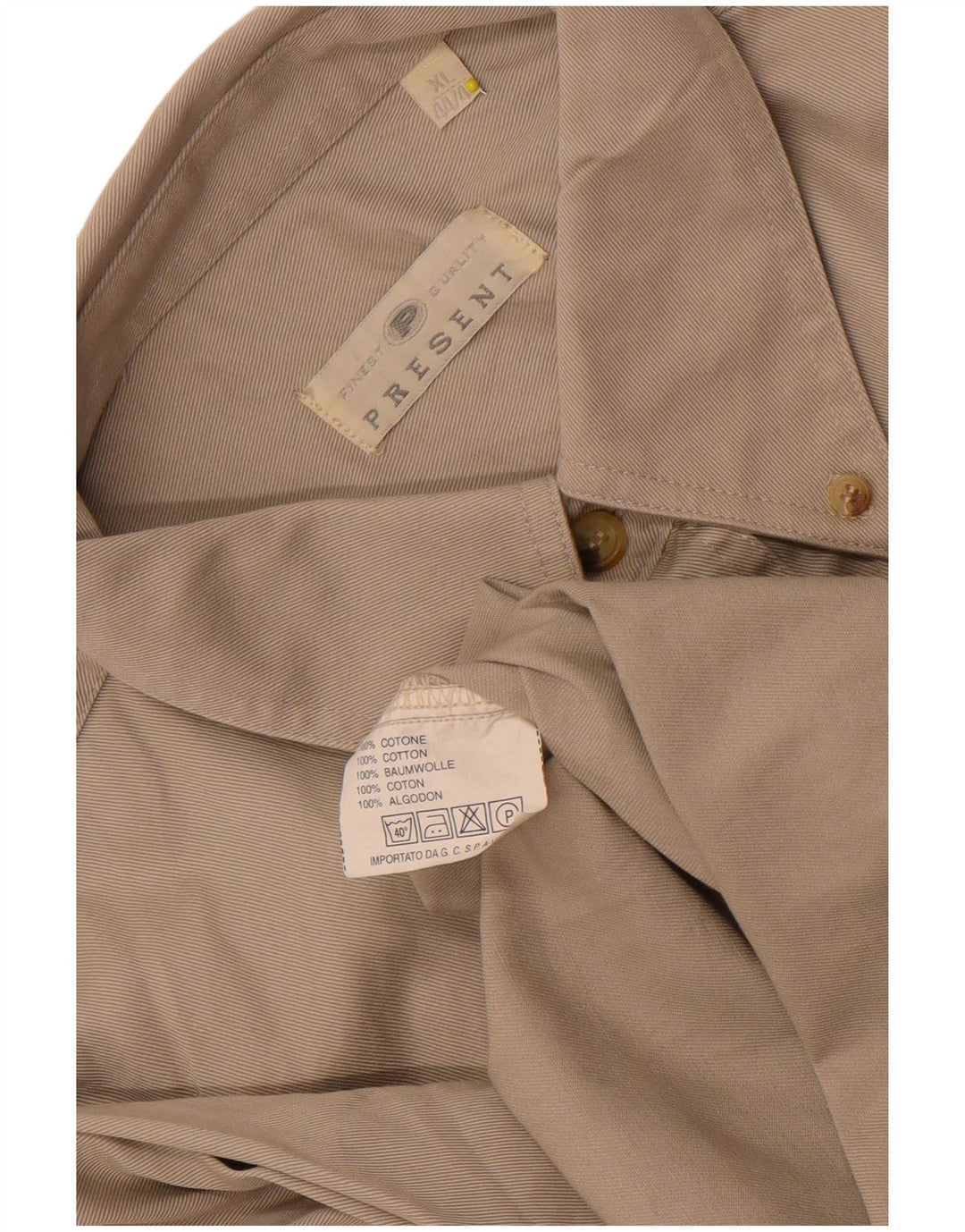 Vintage Ανδρικό Πουκάμισο Μέγεθος 44/46 XL Μπεζ βαμβακερό