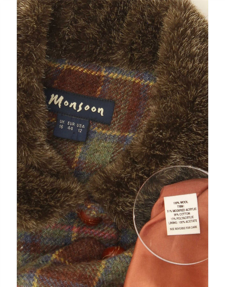 Monsoon Γυναικείο μπουφάν blazer UK 16 Large Green Check Wool