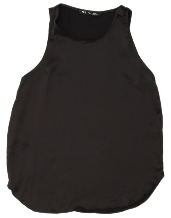 Zara Γυναικεία Αμάνικη Μπλούζα Τοπ UK 10 Small Black