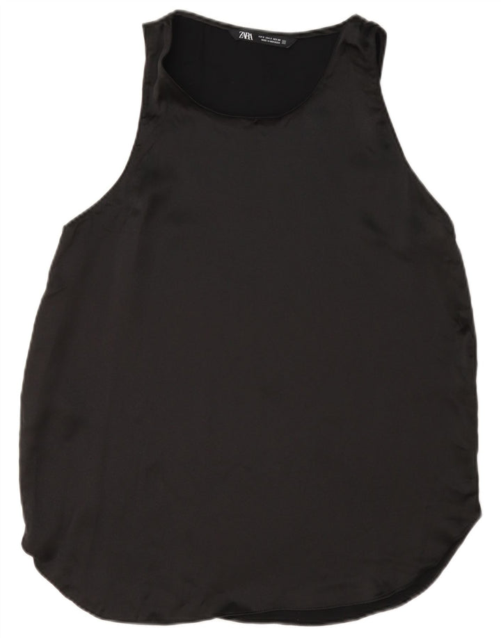 Zara Γυναικεία Αμάνικη Μπλούζα Τοπ UK 10 Small Black