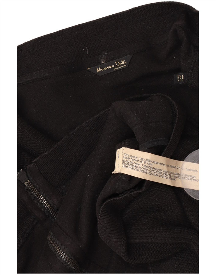 Ανδρικό πουλόβερ Massimo Dutti Ζακέτα μεγάλο μαύρο βαμβακερό