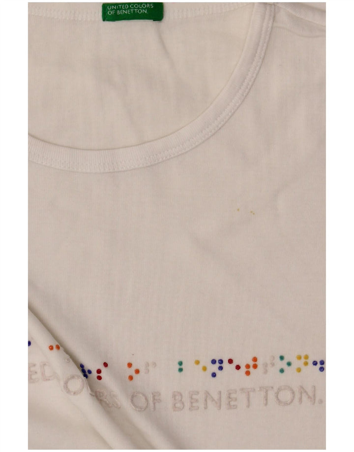 BENETTON Γυναικείο γραφικό T-Shirt Top UK 8 Small White