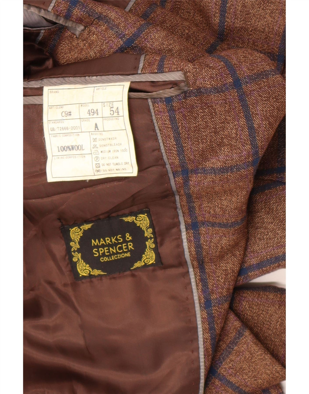 Marks & Spencer Ανδρικό μπουφάν σακάκι με 1 κουμπί IT 54 2XL Καφέ μαλλί