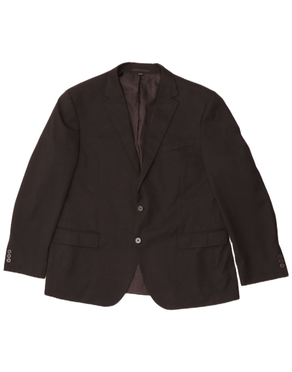 Marks & Spencer Mens 2 Button Blazer Jacket UK 46 XL Black Polyester