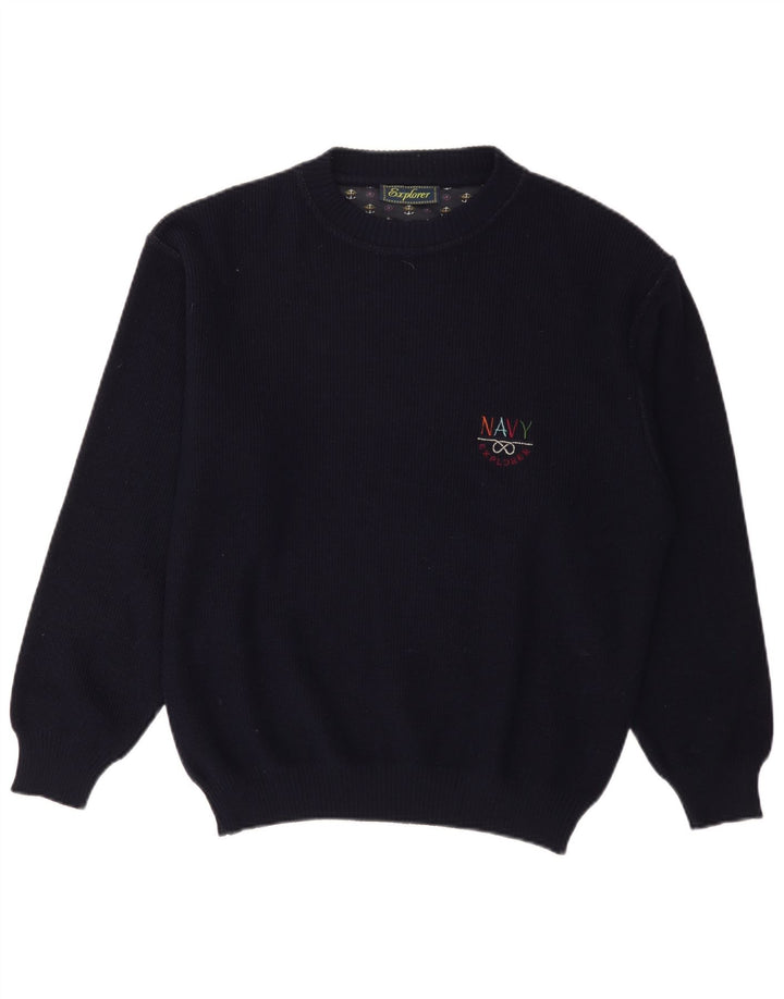 Explorer Ανδρικό πουλόβερ με λαιμόκοψη IT 50 Medium Navy Blue Wool