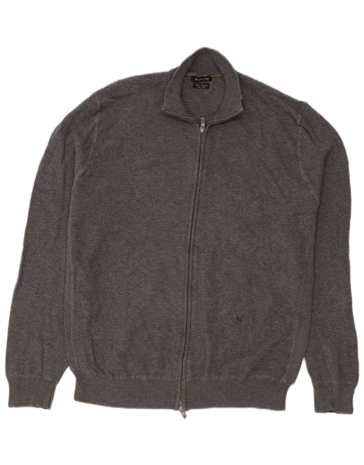 Massimo Dutti Ανδρικό πουλόβερ ζακέτα με φερμουάρ XL γκρι