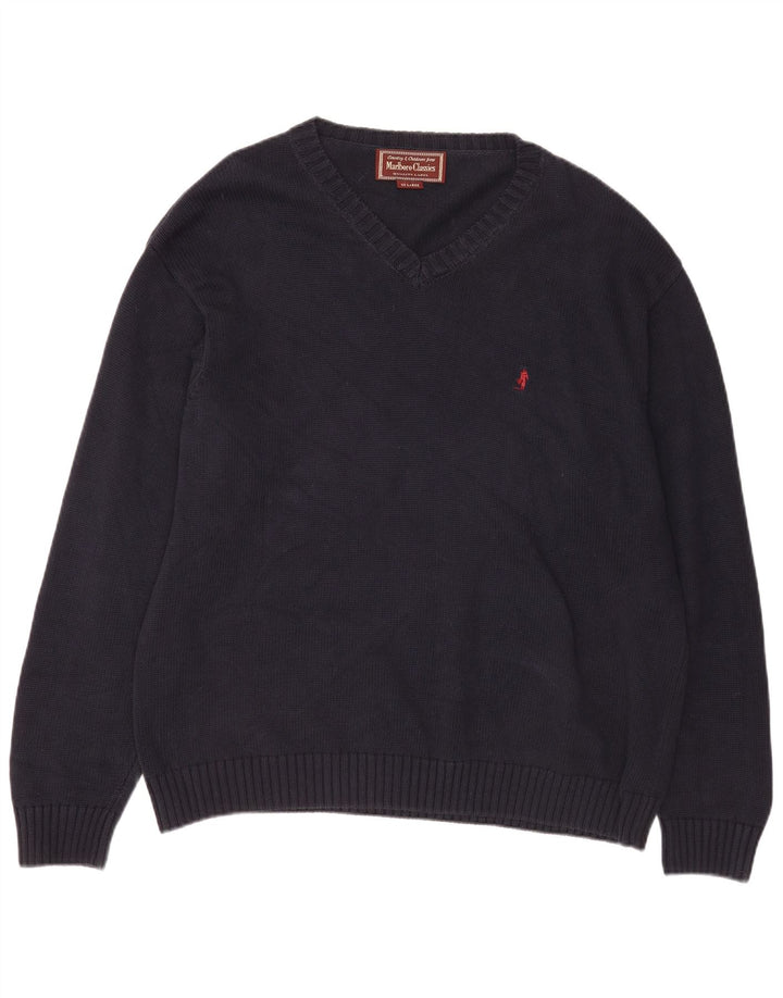 Ανδρικό πουλόβερ Marlboro Classics με V λαιμόκοψη 2XL Navy Blue