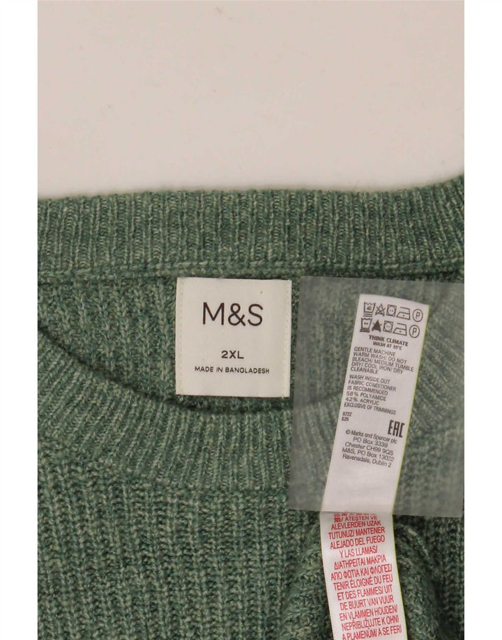 Marks & Spencer Ανδρικό πουλόβερ με λαιμόκοψη 2XL πράσινο πολυαμίδιο