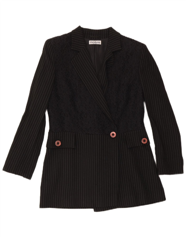 Modyva Γυναικείο Μπουφάν Blazer 1 Κουμπί IT 42 Μαλλί μεσαίο μαύρο ριγέ