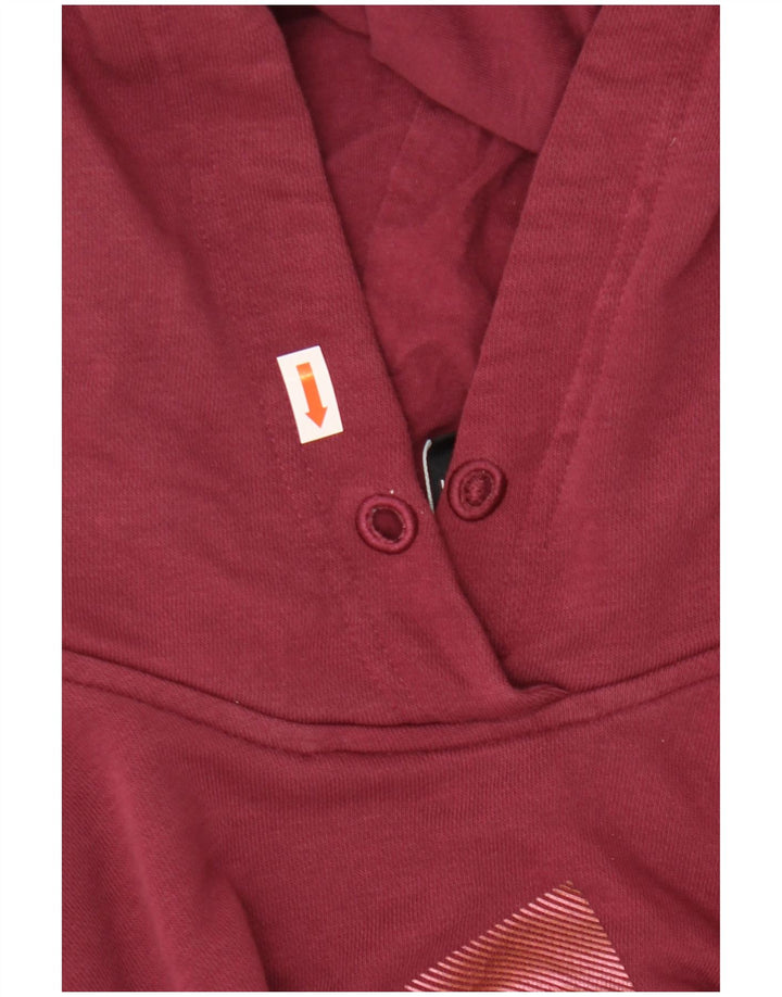 Γυναικεία ADIDAS Oversized Crop Graphic Hoodie Jumper UK 8/10 Small Burgundy