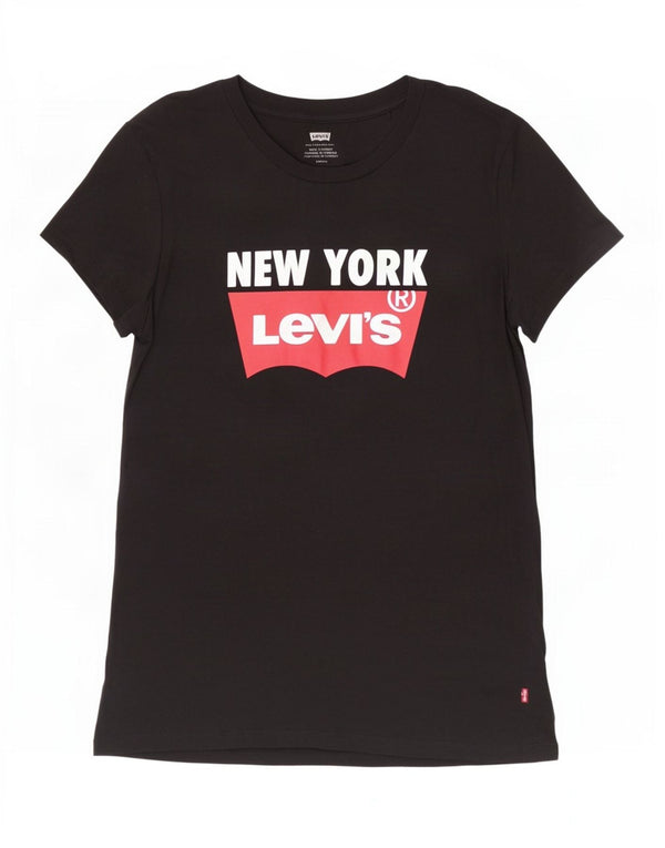 Γυναικείο γραφικό μπλουζάκι Levi's New York Top 10 μικρό μαύρο βαμβακερό