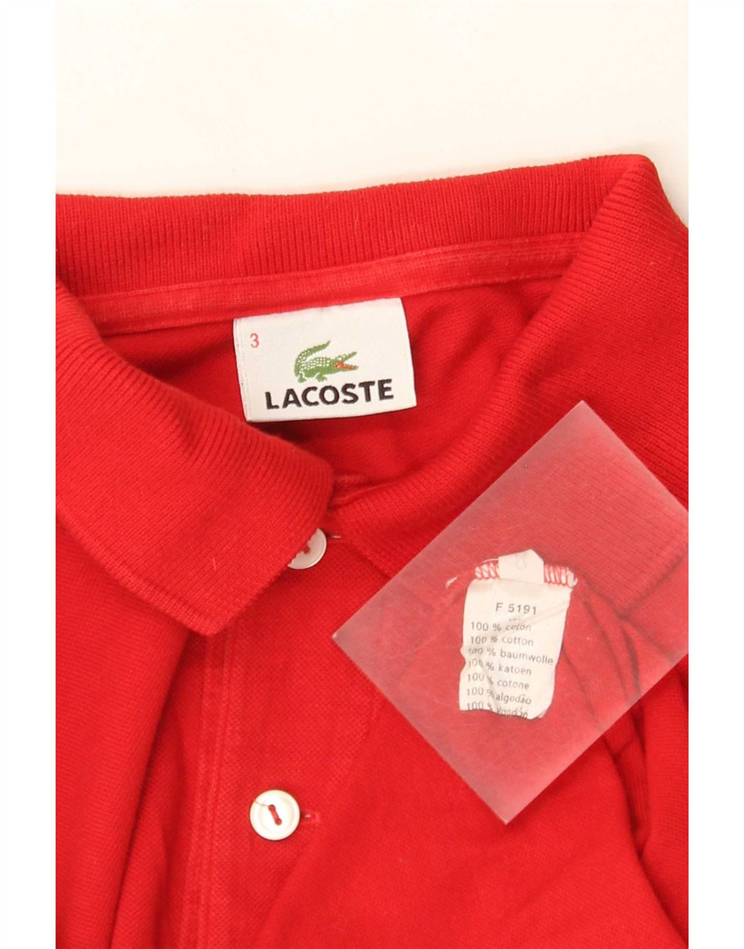 Ανδρικό μακρυμάνικο μπλουζάκι πόλο Lacoste, μέγεθος 3, μικρό κόκκινο βαμβακερό
