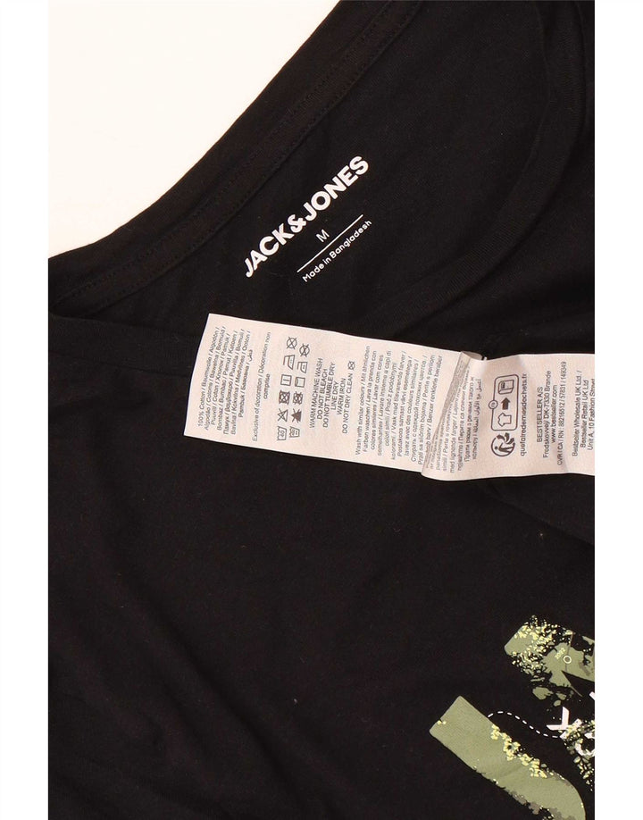 Jack & Jones Ανδρικό γραφικό T-Shirt Top Μεσαίο μαύρο βαμβακερό
