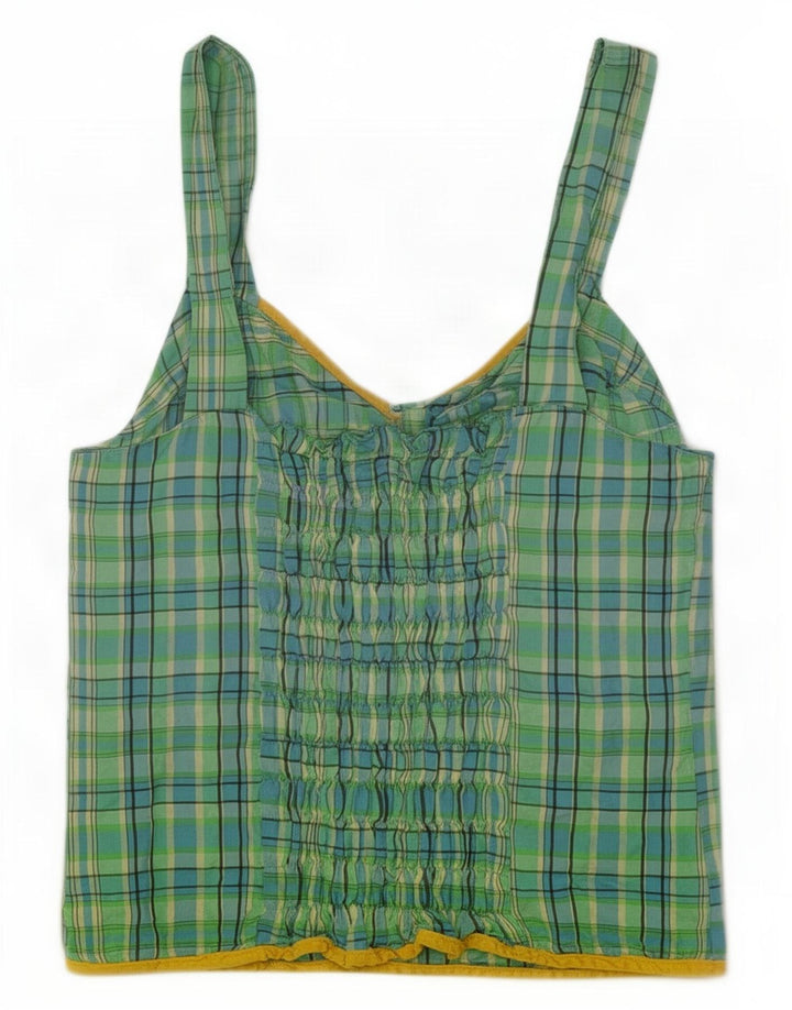 Vintage Womens Cami Top IT 44 Μεσαίο Πράσινο Check Acetate