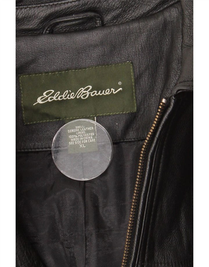 Eddie Bauer Ανδρικό Δερμάτινο Μπουφάν UK 42 XL Μαύρο Δερμάτινο