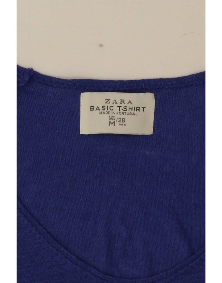 Zara Γυναικείο T-Shirt Top UK 14 Medium Blue Flecked