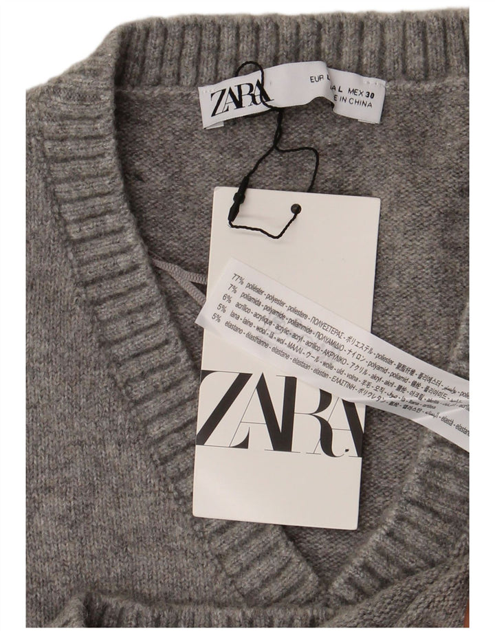 Zara Γυναικείο Γιλέκο Tank Top UK 16 Large Grey Polyester
