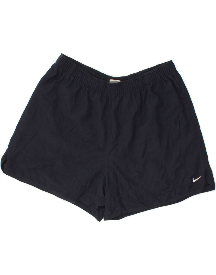 NIKE Womens Sport Shorts US 12/14 Large  Navy Blue Polyester Vintage Nike and Second-Hand Nike from Messina Hembry 