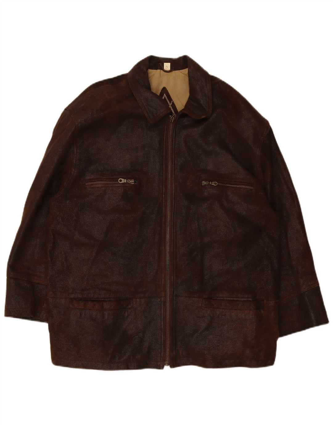 VINTAGE Ανδρικό Δερμάτινο Μπουφάν UK 40 Μεγάλο Καφέ Δερμάτινο