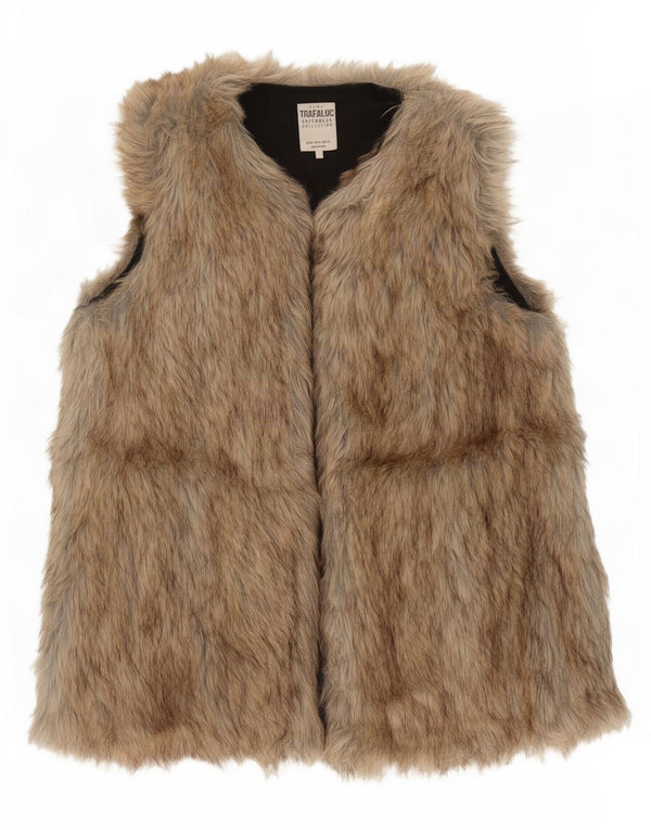 Zara Γυναικεία Trafaluc Faux Fur Gilet UK 12 Medium Beige Acrylic