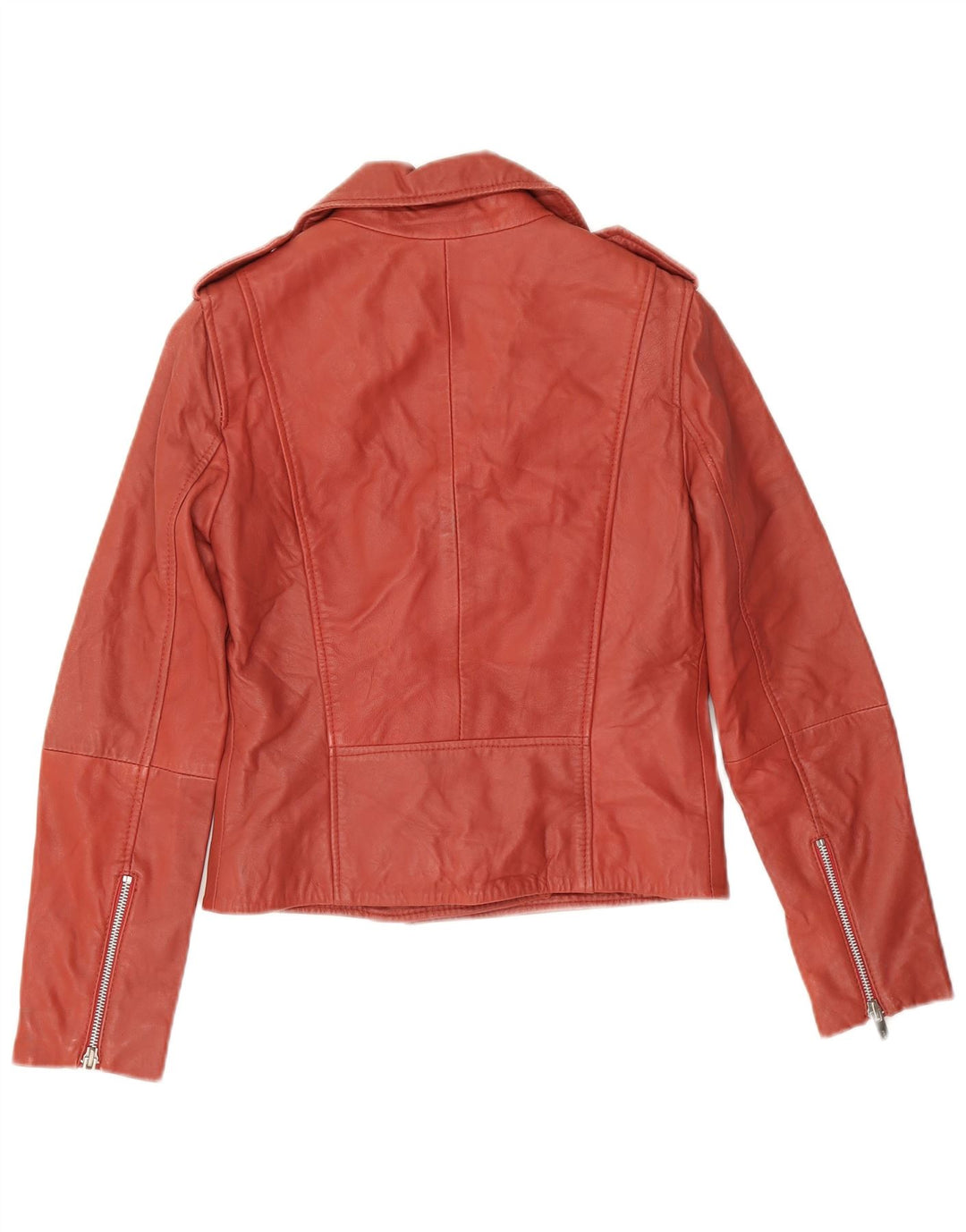 Mango Γυναικείο Δερμάτινο Μπουφάν Biker UK 6 XS Κόκκινο Δερμάτινο