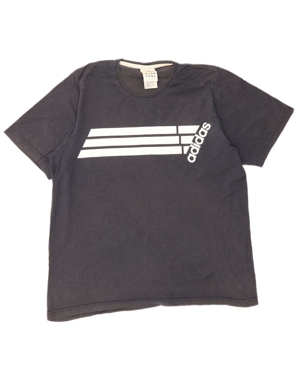 Ανδρικό γραφικό T-Shirt Adidas Top Large Navy Blue Colourblock Βαμβακερό