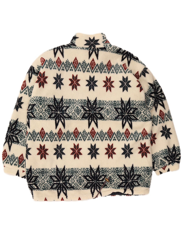 Vintage Ανδρικό Fleece Jacket UK 40 Large White Fair Isle Polyester