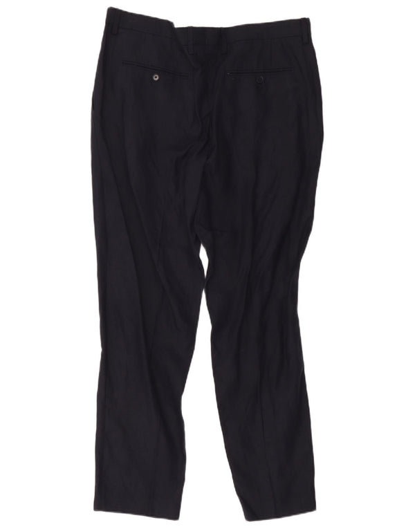 Zara Ανδρικό ίσιο παντελόνι Chino EU 44 Large W34 L28 Navy Blue Linen