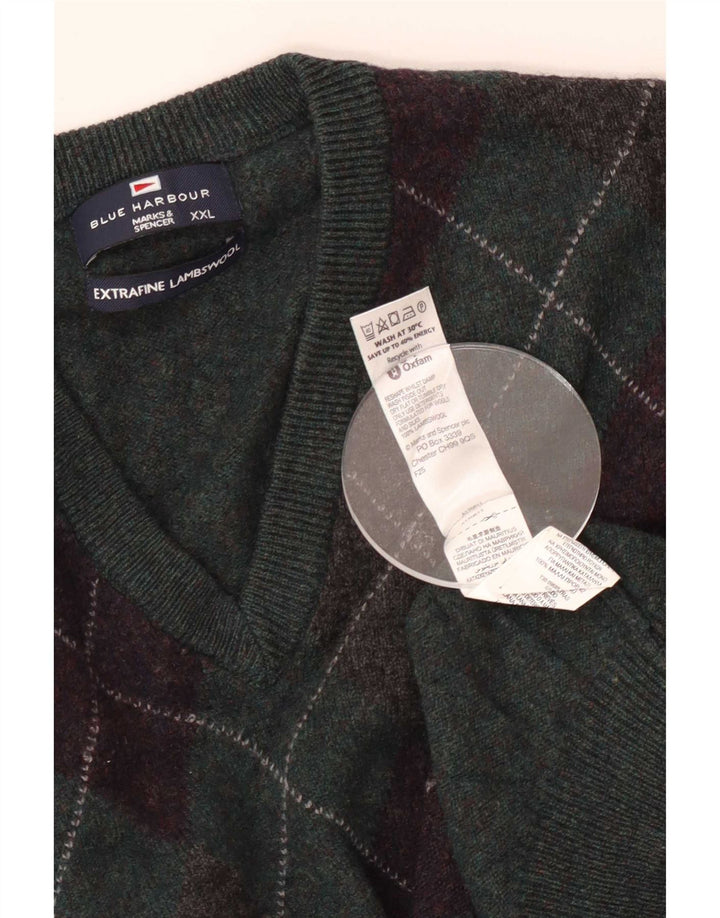 Ανδρικό πουλόβερ Marks & Spencer Blue Harbor με λαιμόκοψη 2XL πράσινο