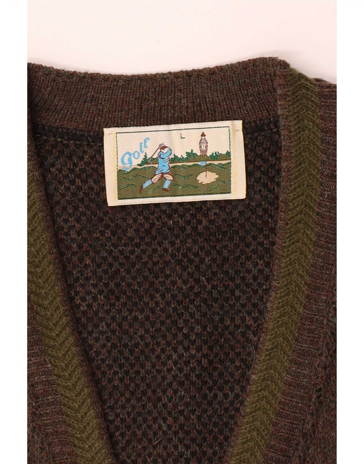 Vintage Ανδρικό Ζακέτα πουλόβερ Μεγάλο Καφέ Flecked