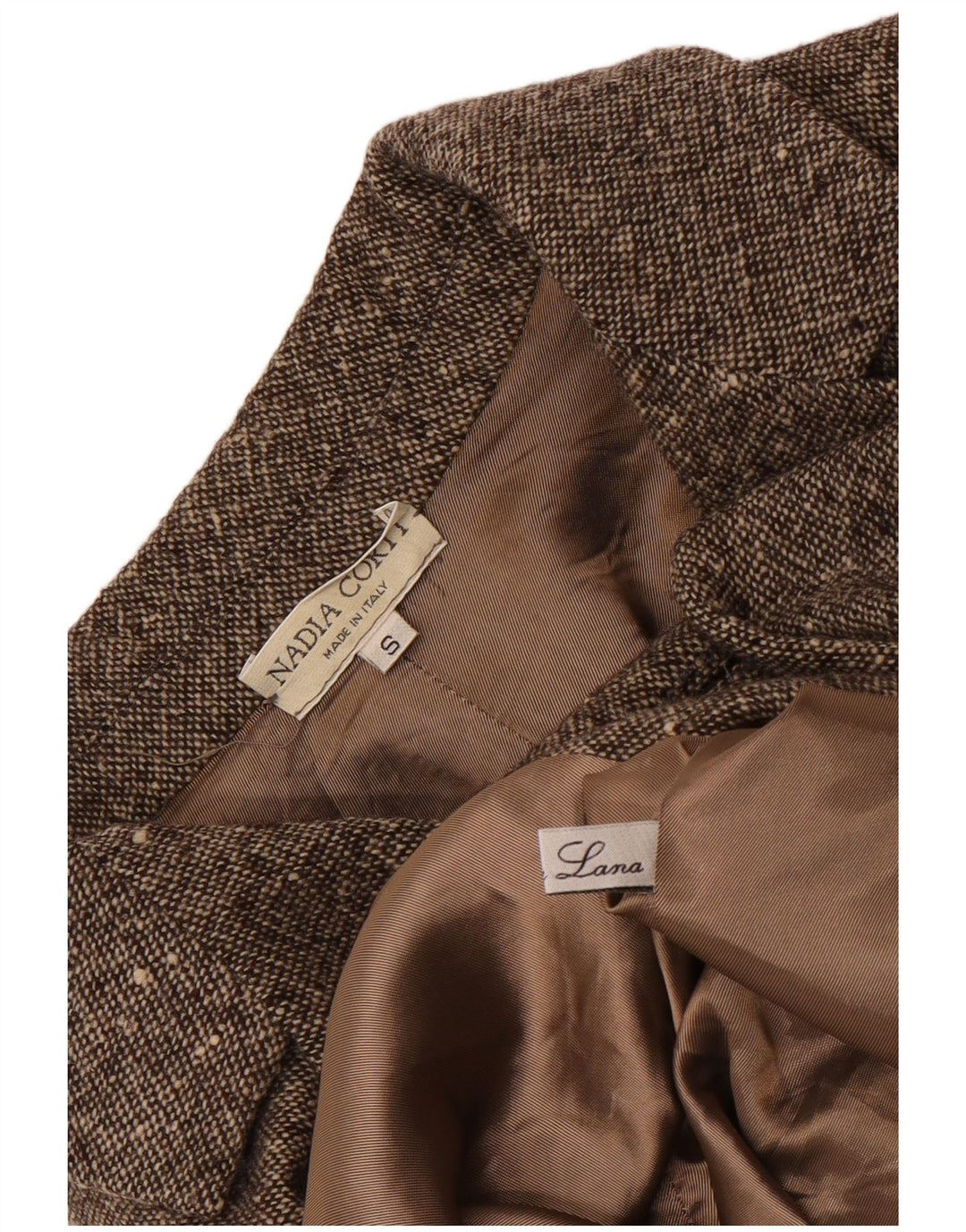 Vintage γυναικείο πανωφόρι UK 10 Small Beige Flecked Wool