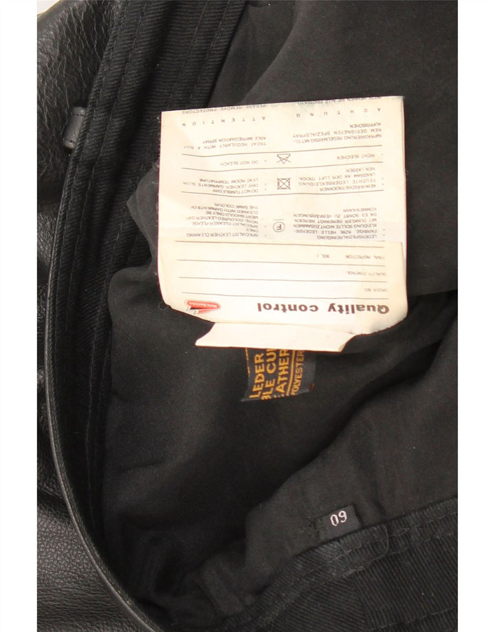 Ανδρικό ίσιο δερμάτινο παντελόνι VINTAGE W40 L29 Μαύρο Δερμάτινο