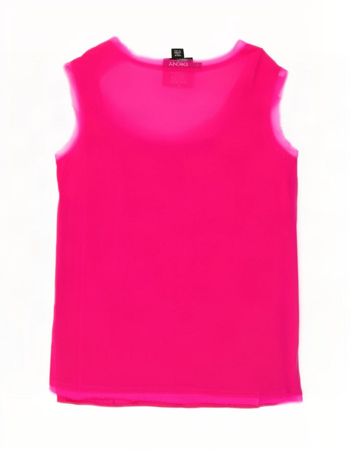 Dkny Γυναικεία Αμάνικη Μπλούζα Τοπ UK 10 Small Pink Silk