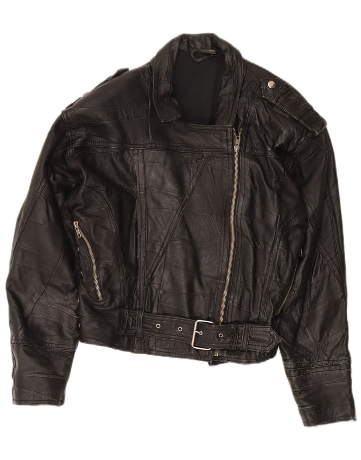 Vintage Γυναικείο Biker Δερμάτινο Μπουφάν IT 42 Medium Black Leather