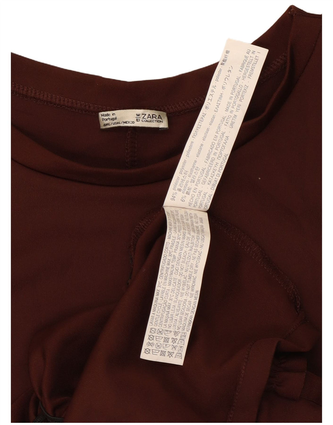 Zara Γυναικείο φόρεμα με βολάν μπροστά Shift UK 14 Large καφέ πολυεστέρας