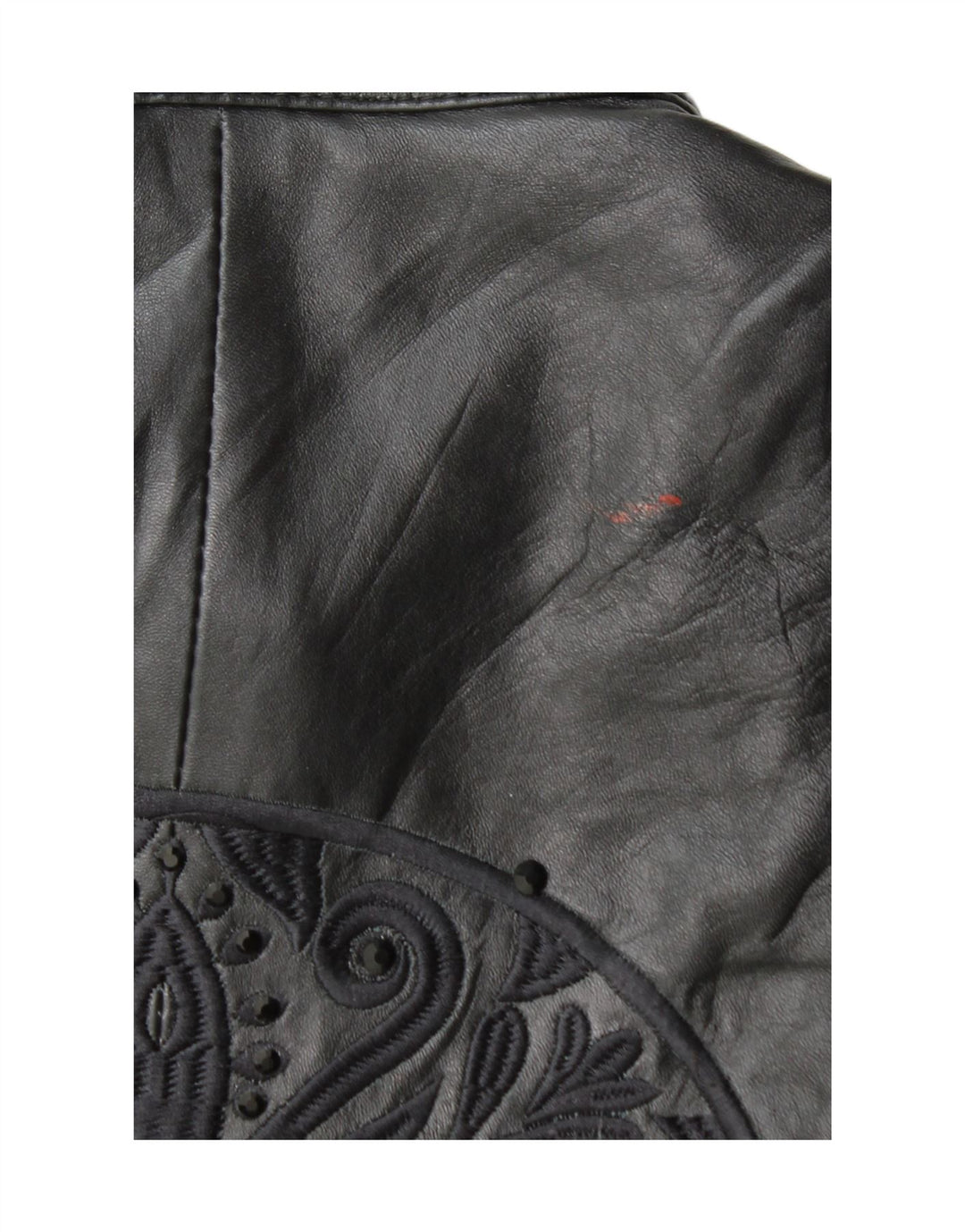 Vintage Γυναικείο Γραφικό Δερμάτινο Μπουφάν Biker EU 38 Medium μαύρο δέρμα