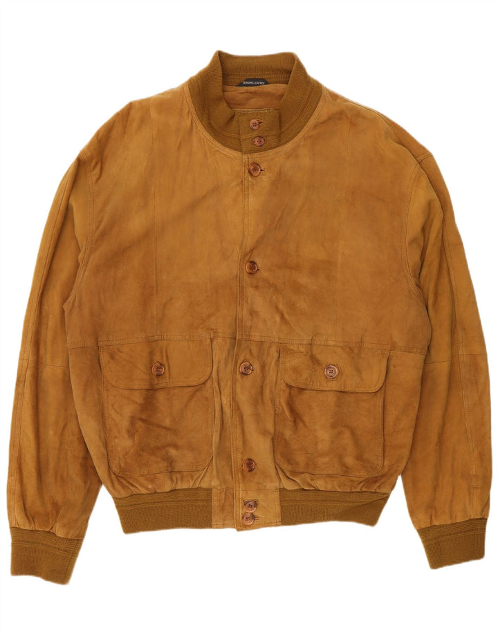 Vintage Ανδρικό Suede Bomber Jacket IT 54 2XL Beige Leather