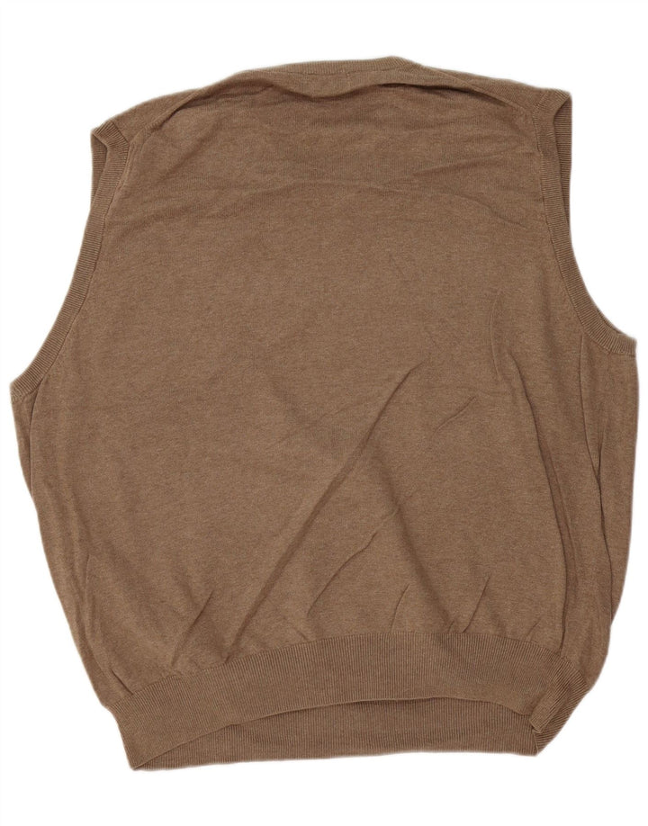 DOCKERS Mens Vest Tank Top 2XL Brown Argyle/Diamond Cotton