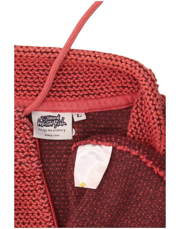 WEIRD FISH Mens Zip Neck Sweatshirt Jumper Large Red Cotton