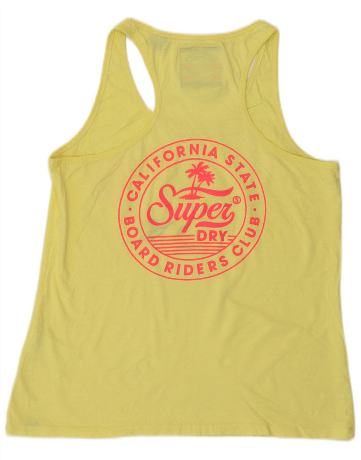 Superdry Γυναικείο γραφικό γιλέκο UK 12 μεσαίο κίτρινο βαμβακερό