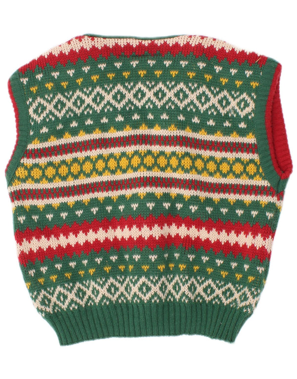 Bhs Boys Αμάνικο πουλόβερ ζακέτα 2-3 ετών Green Fair Isle Acrylic