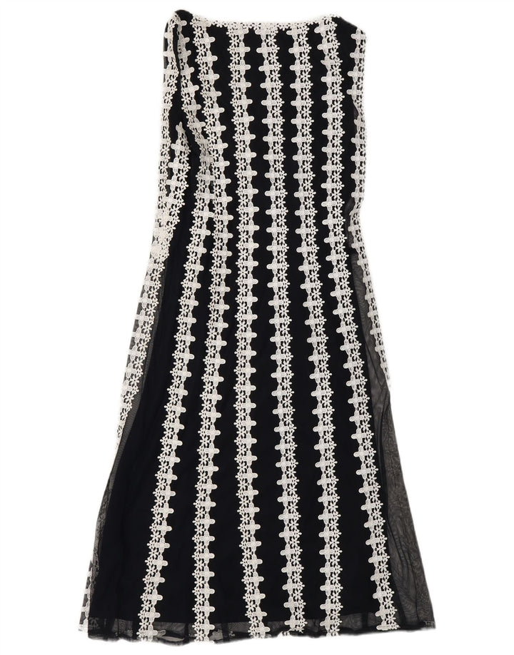 ΦΑΣΗ ΟΓΔΟ Γυναικείο Αμάνικο Maxi Φόρεμα UK 10 Small Navy Blue Floral