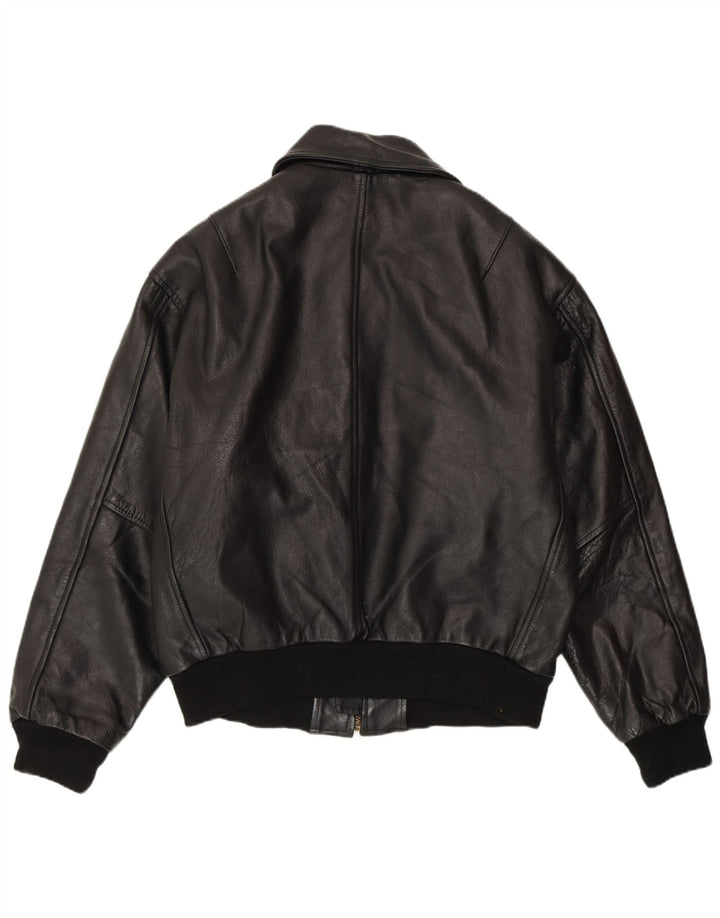 VINTAGE Ανδρικό Δερμάτινο Μπουφάν UK 40 Large Μαύρο Δερμάτινο